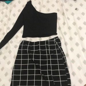 SHEIN mini skirt with a black top